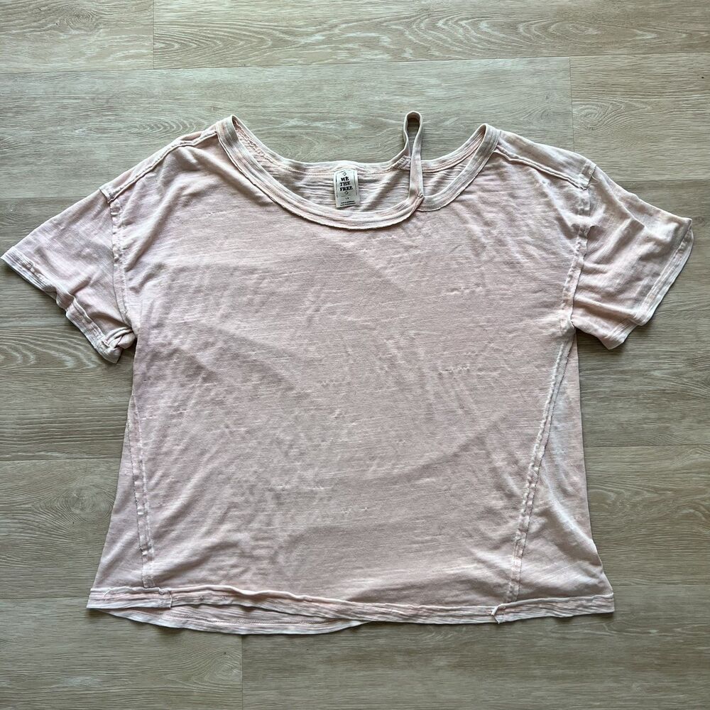 Free People We The Free Alex Cold Shoulder Slub T-Shirt- Size L